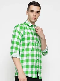 Green Cotton Solid Casual Shirts For Men-thumb4