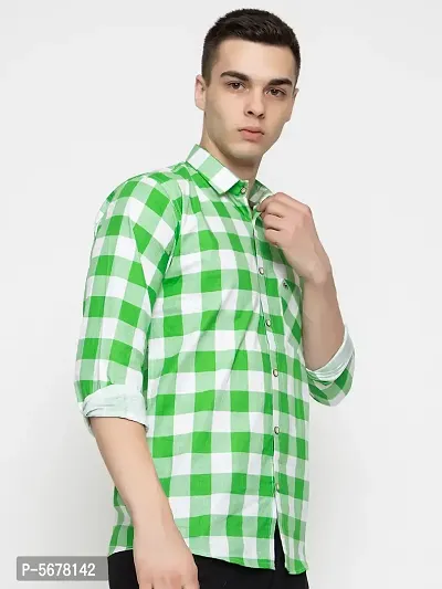 Green Cotton Solid Casual Shirts For Men-thumb5