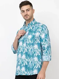 Men's White Cotton Long Sleeves Printed Slim Fit Casual Shirt-thumb1