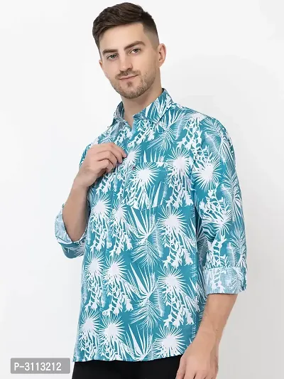 Men's White Cotton Long Sleeves Printed Slim Fit Casual Shirt-thumb2