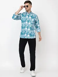 Men's White Cotton Long Sleeves Printed Slim Fit Casual Shirt-thumb2