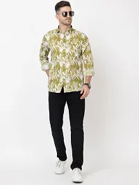 Men's White Cotton Long Sleeves Printed Slim Fit Casual Shirt-thumb4