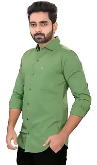 Stylish Cotton Green Solid Long Sleeves Regular Fit Casual Shirt (Pack Of 1 Pcs)-thumb3