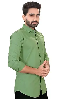 Stylish Cotton Green Solid Long Sleeves Regular Fit Casual Shirt (Pack Of 1 Pcs)-thumb1