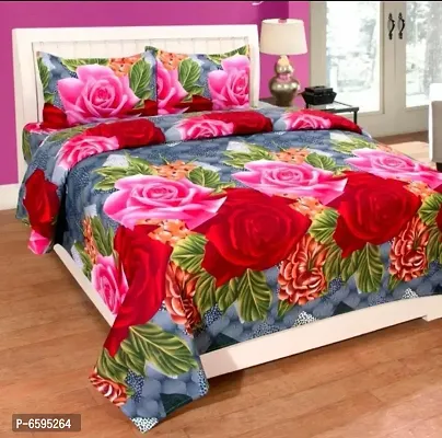 Beautiful Polycotton Printed Bedsheet with Two Pillowcovers-thumb0