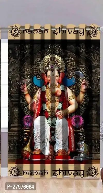 Trending Ganesh ji curtain - Pack of 1 - 5 ft. Curtain - Lord Ganesha curtain - Digital curtain- Pooja room Curtain-thumb0