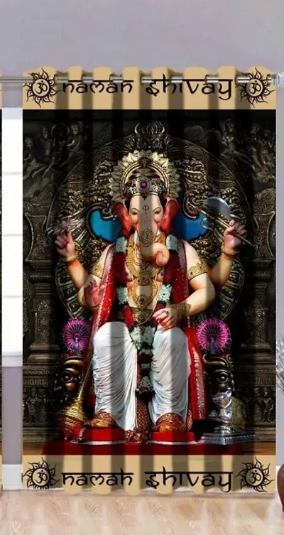 Trending Ganesh ji curtain - Pack of 1 - 5 ft. Curtain - Lord Ganesha curtain - Digital curtain- Pooja room Curtain