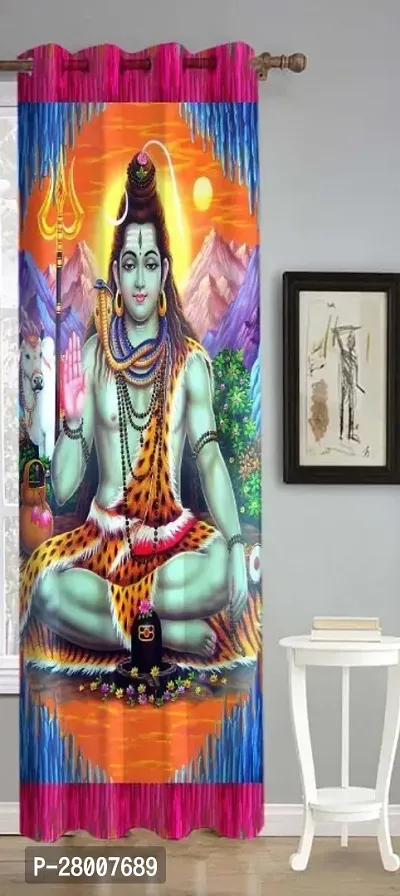 Trending Shivji curtain - Pack of 1 - 5 ft. Curtain - Shiv in meditation kailash - adiyogi curtain - Digital curtain- Pooja room Curtain-thumb0