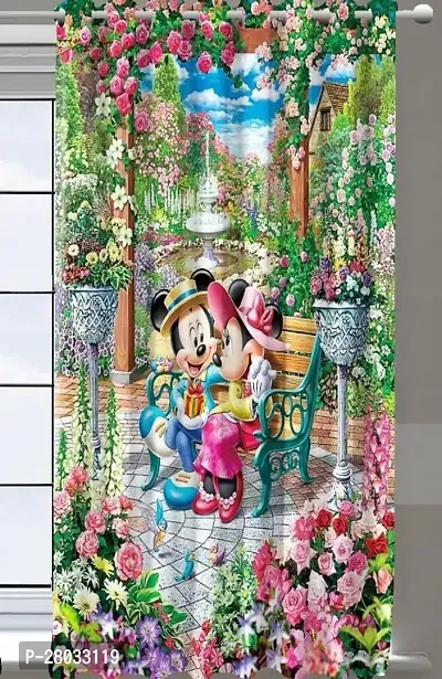 Trending Mickey Mouse cartoon curtain - Pack of 1 - 5 ft. Curtain - Cartoon and Scenery curtain - Digital curtain- Curtains for children room and Drawing room-thumb0