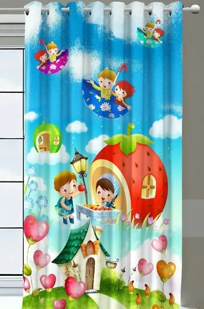 Trending cartoon curtain - Pack of 1 - 5 ft. Curtain - Cartoon and Scenery curtain - Digital curtain- Curtains for children room and Drawing room