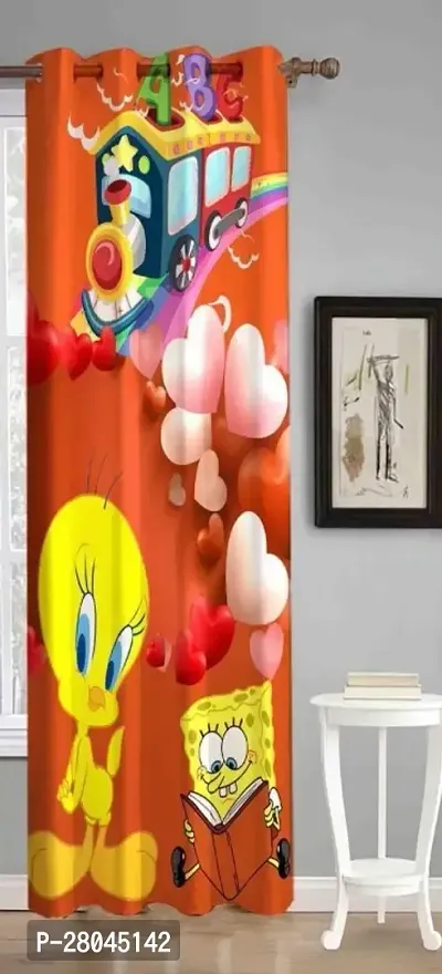 Trending cartoon curtain - Pack of 1 - 5 ft. Curtain - Cartoon and Scenery curtain - Digital curtain- Curtains for children room and Drawing room-thumb0