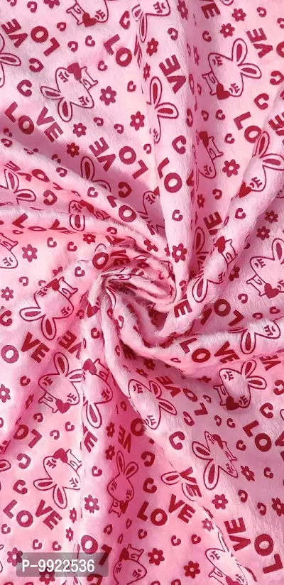 Yo Comfort Georgette Unstitched Graphic Love Print Faux Fur Fabric for Making Soft Toys, Cushions, Dresses, Jackets, Home Furnishing, Carpet, Tablecloths. (38x58 Inches, Sweet Baby Pink)