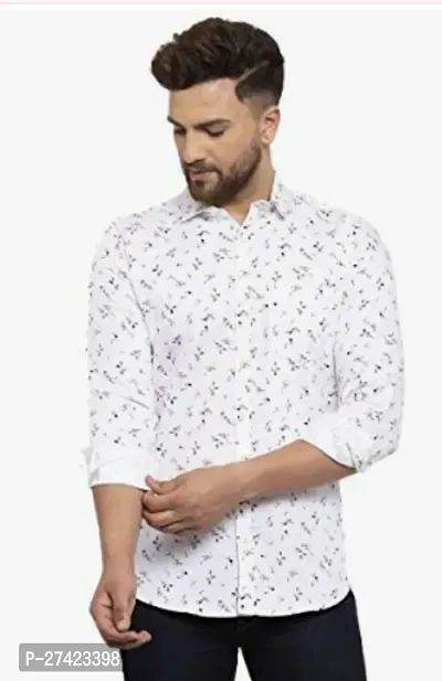 Reliable White Cotton Printed Long Sleeves Casual Shirts For Men-thumb0