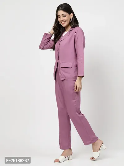 Contemporary Magenta Viscose Rayon Solid Co-Ords Set For Women-thumb3