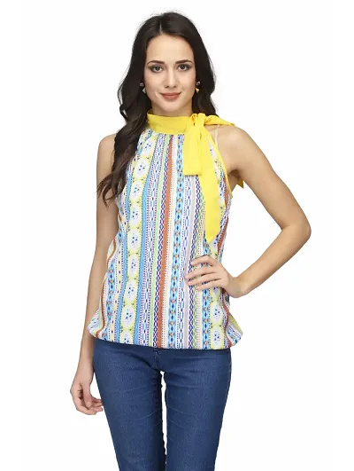 Colour Regular Length Crepe Casual Tops