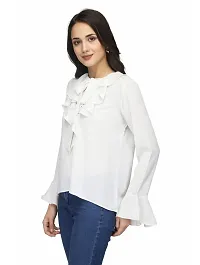 White Colour Regular Length Crepe Casual Tops-thumb1