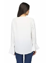 White Colour Regular Length Crepe Casual Tops-thumb2