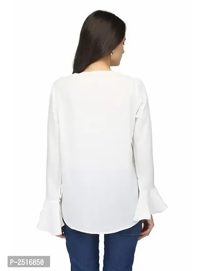 White Colour Regular Length Crepe Casual Tops-thumb3