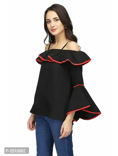 Black Colour  Regular Length Crepe Casual  Tops-thumb2