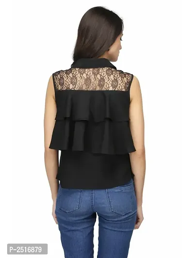 Black Colour  Regular Length Crepe Casual  Tops-thumb3