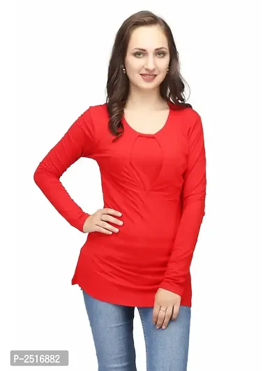 Red Colour  Regular Length Cotton Casual  Tops