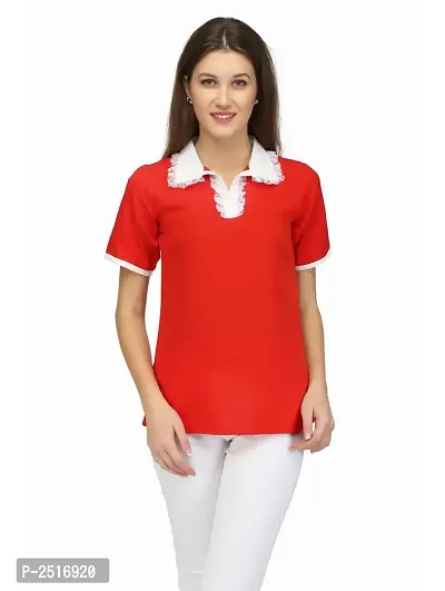 Red Colour  Regular Length Crepe Casual  Tops