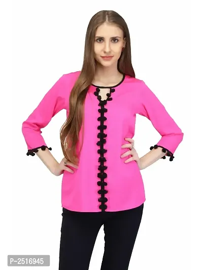 Pink Colour  Regular Length Crepe Casual  Tops