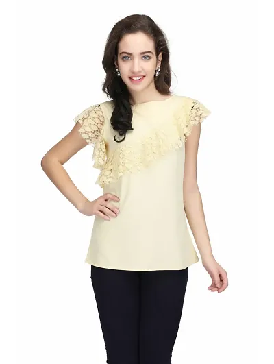 Flutter Sleeve Tops  In Crepe