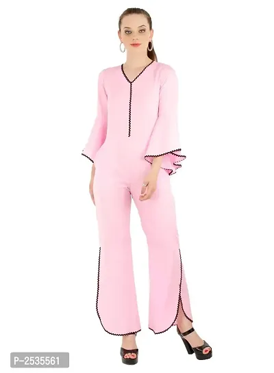 Women's Crepe Pink Casual Jumpsuit-thumb0