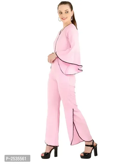 Women's Crepe Pink Casual Jumpsuit-thumb2