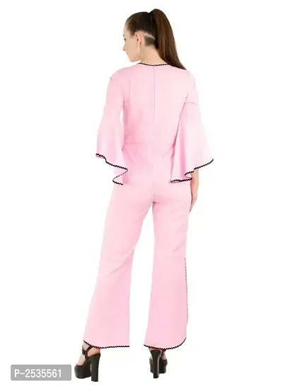 Women's Crepe Pink Casual Jumpsuit-thumb3