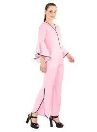 Women's Crepe Pink Casual Jumpsuit-thumb4