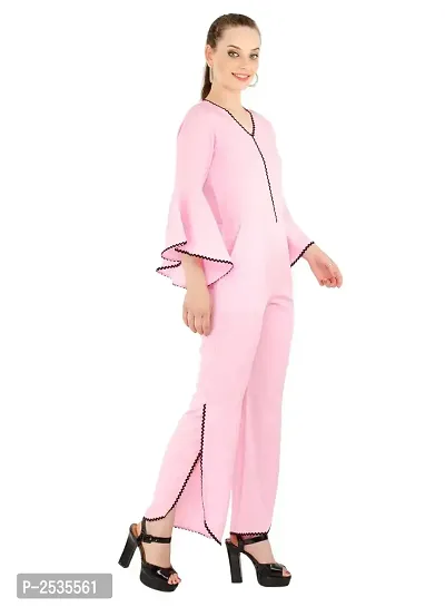 Women's Crepe Pink Casual Jumpsuit-thumb5