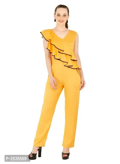 Women's Rayon Yellow Casual Jumpsuit