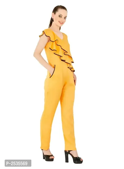 Women's Rayon Yellow Casual Jumpsuit-thumb2