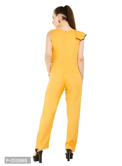 Women's Rayon Yellow Casual Jumpsuit-thumb3