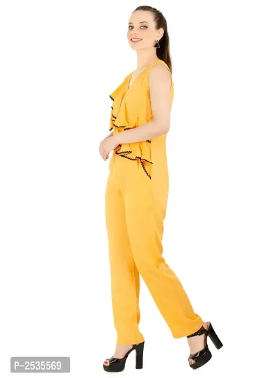 Women's Rayon Yellow Casual Jumpsuit-thumb5