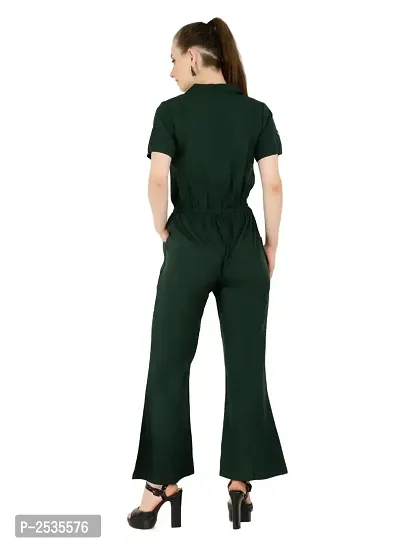 Women's Crepe Green Casual Jumpsuit-thumb3