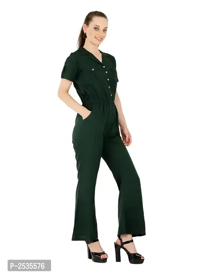 Women's Crepe Green Casual Jumpsuit-thumb5