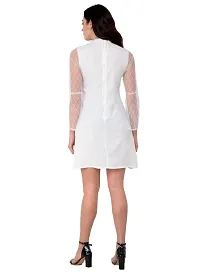 Women's White Crepe A-Line Dress-thumb2