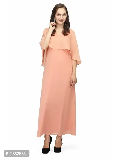 Trendy Peach Georgette Maxi Length Dress For Womens And Girsl