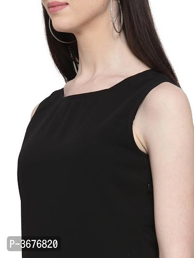Women's Black Georgette Solid Mini Length Casual Dress-thumb5
