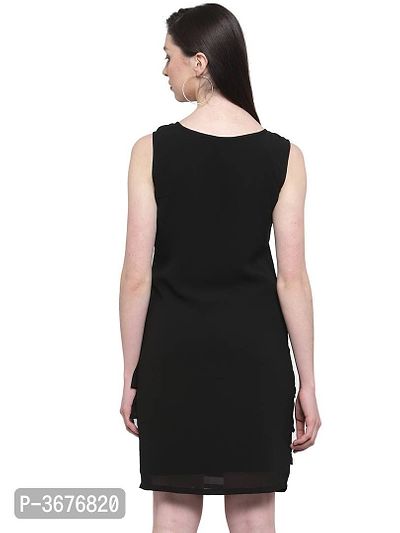 Women's Black Georgette Solid Mini Length Casual Dress-thumb4