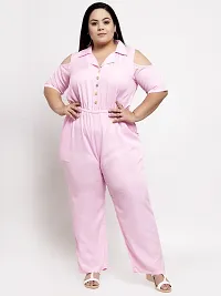 Reliable Pink Crepe Solid Basic Jumpsuit For Women-thumb4