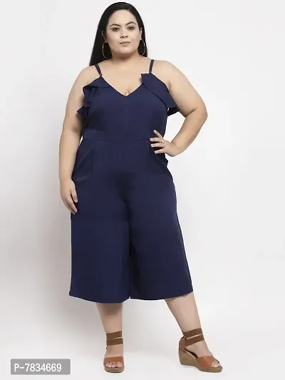 Reliable Navy Blue Crepe Solid Basic Jumpsuit For Women-thumb5