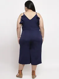 Reliable Navy Blue Crepe Solid Basic Jumpsuit For Women-thumb1