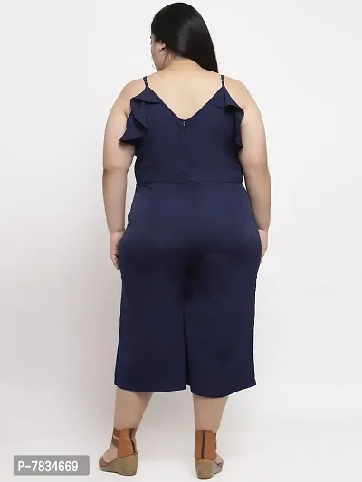 Reliable Navy Blue Crepe Solid Basic Jumpsuit For Women-thumb2