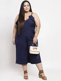 Reliable Navy Blue Crepe Solid Basic Jumpsuit For Women-thumb3