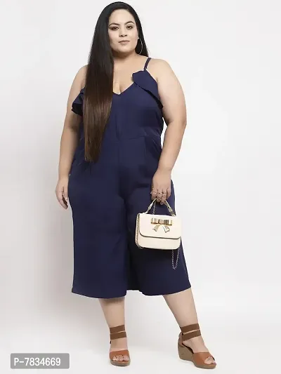 Reliable Navy Blue Crepe Solid Basic Jumpsuit For Women-thumb4