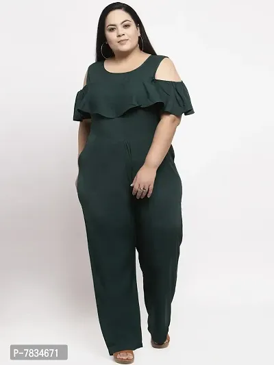 Reliable Green Crepe Solid Basic Jumpsuit For Women-thumb5